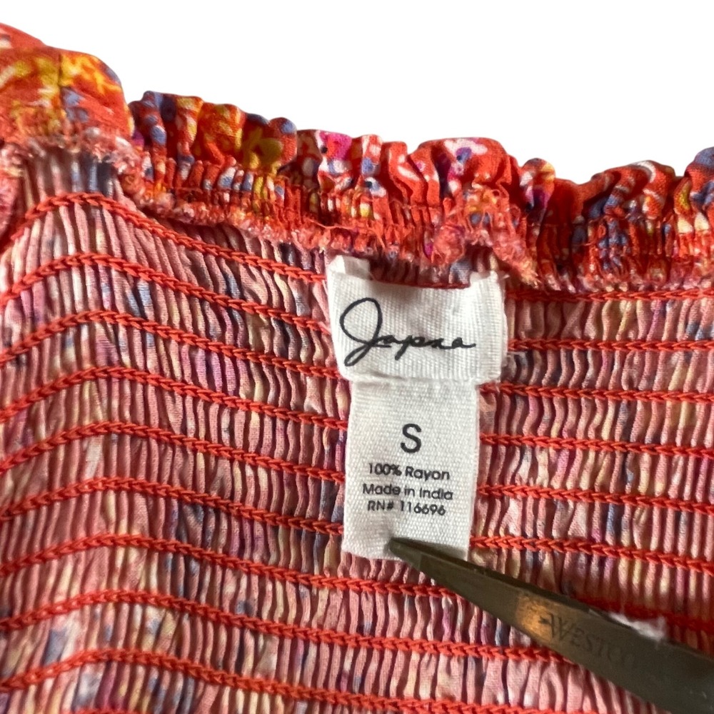 Japana Orange Floral Button Front Maxi Dress Square Neck‎ Smocked Waist Sz Small - Picture 4 of 4